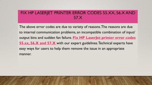 1-800-597-1052  Fix HP LaserJet Printer Error Codes 55.xx,56.X And 57.X?