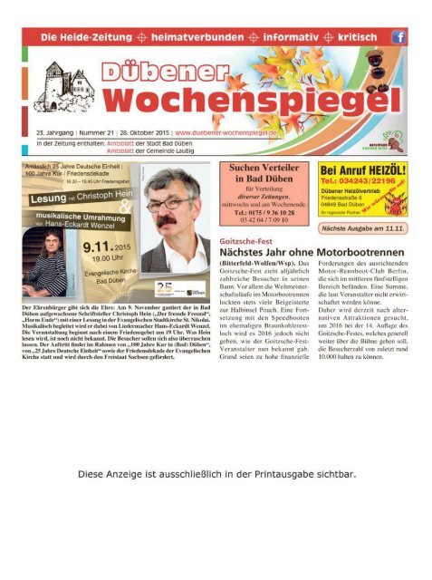 Dübener Wochenspiegel - Ausgabe 21 - Jahrgang 2015