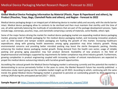 Medical Device Packaging Market Research Report - Forecast to 2022