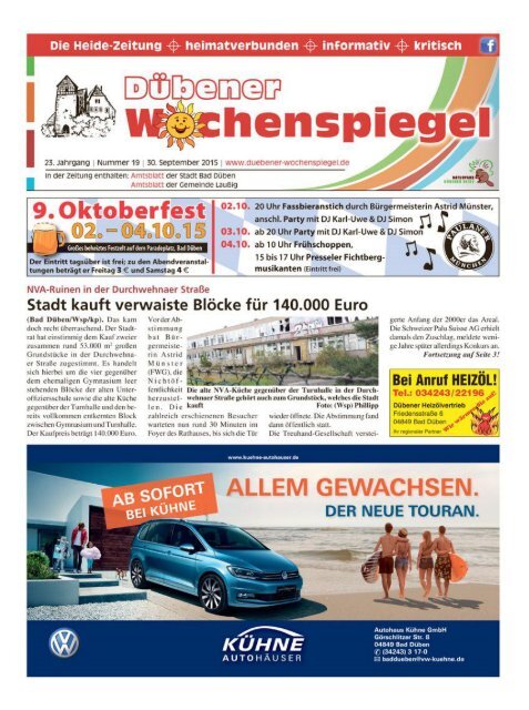Dübener Wochenspiegel - Ausgabe 19 - Jahrgang 2015