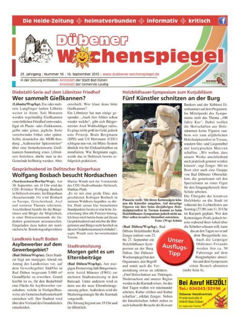 Dübener Wochenspiegel - Ausgabe 18 - 16-09_2015