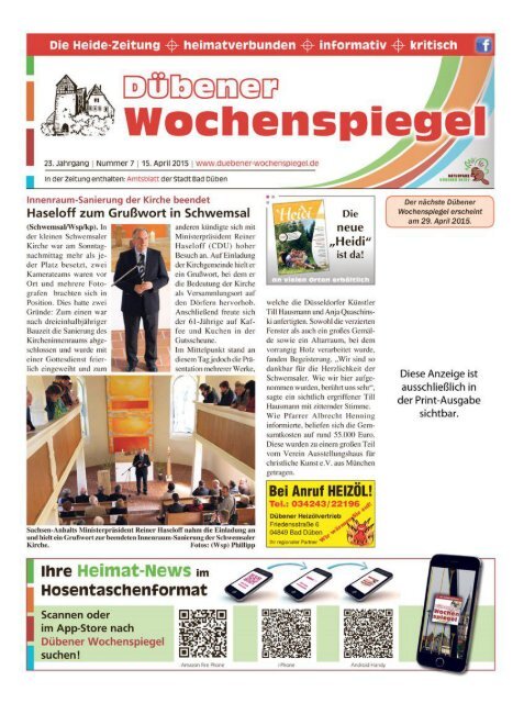 Dübener Wochenspiegel - Ausgabe 07 - Jahrgang 2015