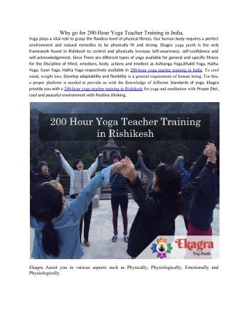 200 - Hour yoga Teacher Training in Rishikesh