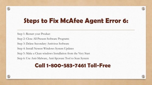 How to Fix McAfee Agent Error 6? Call 1-800-583-7461 Toll-Free