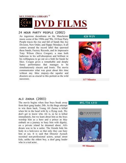 DVD FILMS - CEU Library