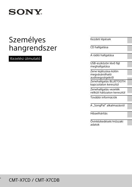 Sony CMT-X7CD - CMT-X7CD Mode d'emploi Hongrois