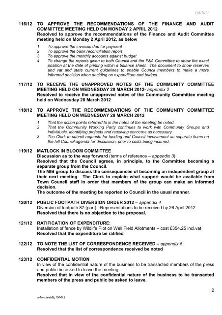 matlock in bloom terms of reference - Matlock Town Council