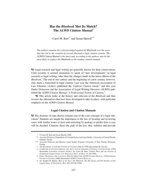 Has The Bluebook Met Its Match The Alwd Citation Citeseer