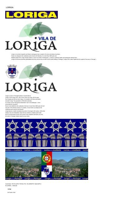 Extratos da obra do historiador António Conde sobre a história da vila de Loriga - Excerpts of the work of the historian António Conde about the history of the town of Loriga