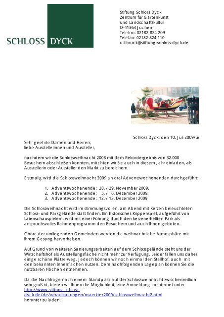 Bedingungen Weihnachtsmarkt Schloss Dyck