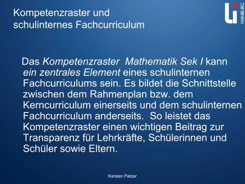 Kompetenzraster Mathematik Sek I