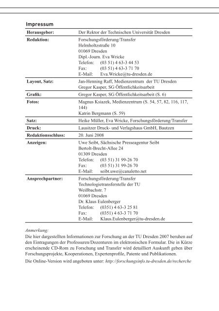 2007 - FIS - im Forschungsinformationssystem der TU Dresden ...