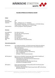 Steckbrief Märkische Etiketten GmbH - Märkische Etiketten Gruppe