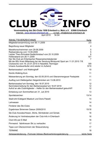 CLUB INFO - Ski-Club 1958 Erlenbach