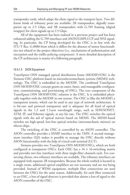 deploying and managing ip over wdm networks - Index of