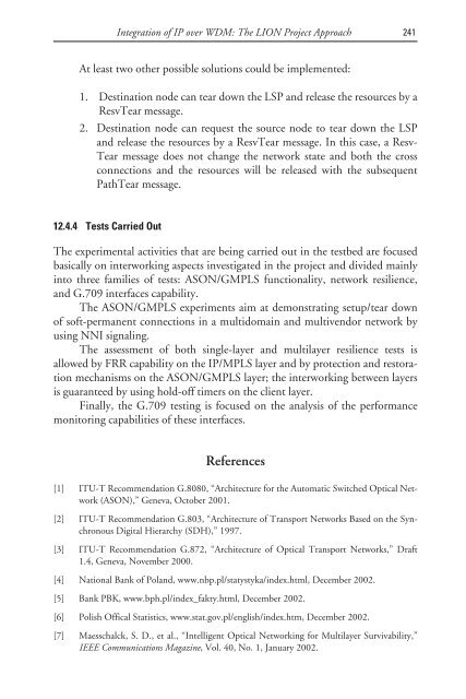 deploying and managing ip over wdm networks - Index of