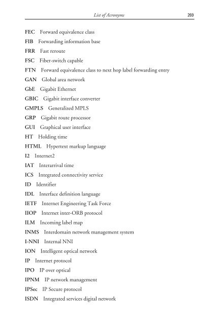 deploying and managing ip over wdm networks - Index of