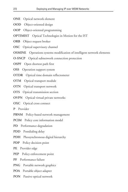 deploying and managing ip over wdm networks - Index of