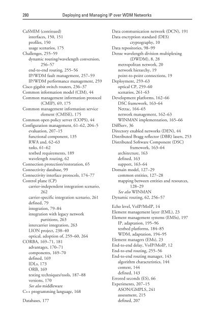 deploying and managing ip over wdm networks - Index of