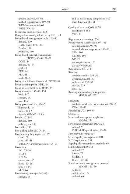 deploying and managing ip over wdm networks - Index of