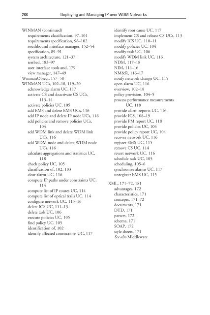 deploying and managing ip over wdm networks - Index of