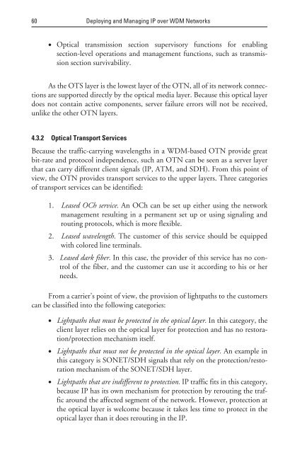 deploying and managing ip over wdm networks - Index of