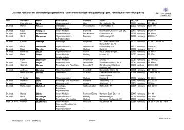 Liste der Fachärzte mit dem Befähigungsnachweis - Hanse Drive Point