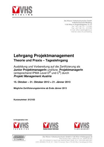 Lehrgang Projektmanagement Theorie und Praxis – Tageslehrgang