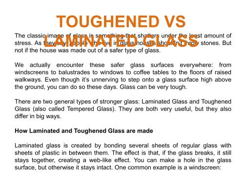 TOUGHENED VS LAMINATED GLASS