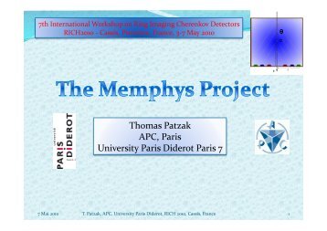 Thomas Patzak APC, Paris University Paris Diderot Paris 7