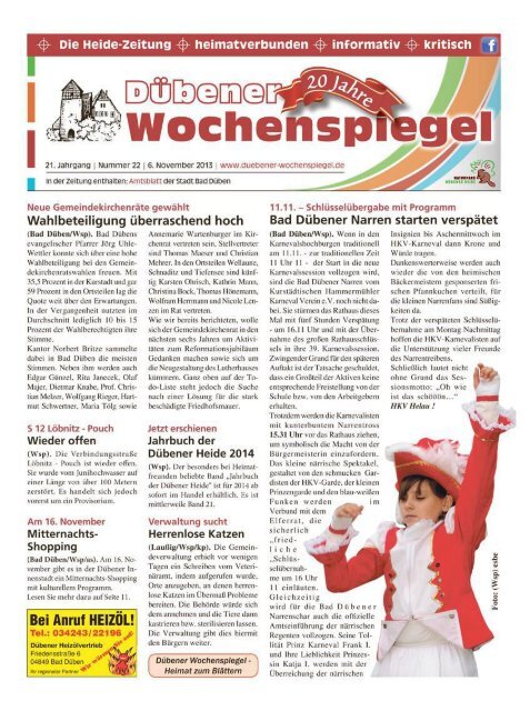 Dübener Wochenspiegel - Ausgabe 22 - Jahrgang 2013