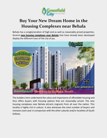 Buy your new dream home in the housing complexes near Behala