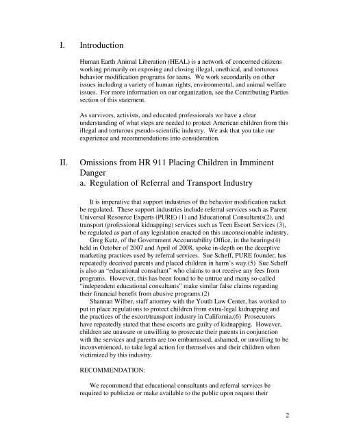 HR 911: Stop Child Abuse in Residential Programs for ... - HEAL