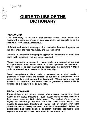 a -preliminary dictionary of maori gainwords on historical principles