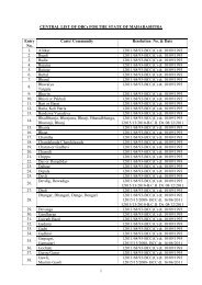 1 CENTRAL LIST OF OBCs FOR THE STATE OF MAHARASHTRA ...