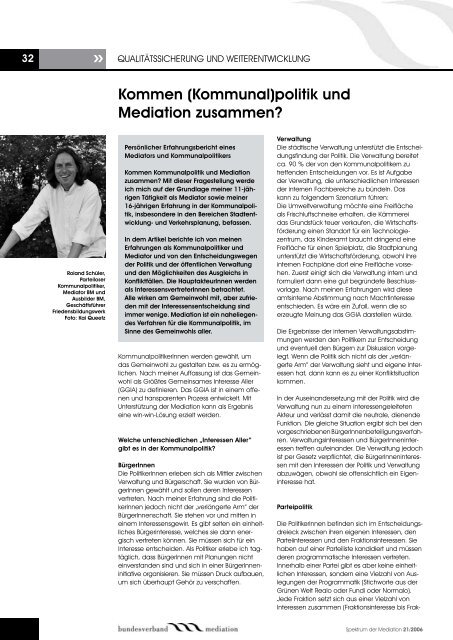 mediation in pLanen und bauen - Bundesverband Mediation eV