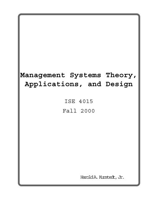 Management Systems Theory, Applications, and Design - Homepages