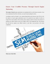 Ensure Your Credible Presence Through Search Engine Marketing