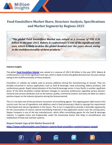 Food Emulsifiers Market Share, Structure Analysis, Specifications and Market Segment by Regions 2025