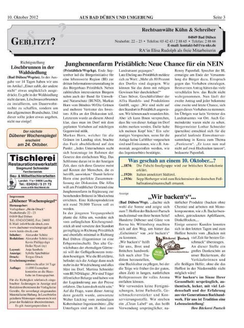 Dübener Wochenspiegel - Ausgabe 19 - 10-10-2012