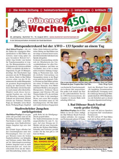 Dübener Wochenspiegel - Ausgabe 15 - Jahrgang 2012