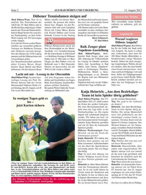 Dübener Wochenspiegel - Ausgabe 15 - 15-08-2012