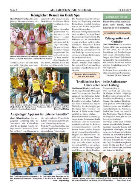 Dübener Wochenspiegel - Ausgabe 13 - 18-07-2012