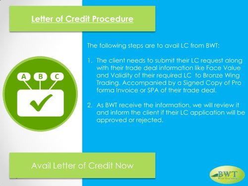 Letter of Credit Procedure