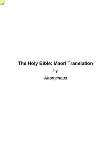 The Holy Bible: Maori Translation - Bible Study Guides