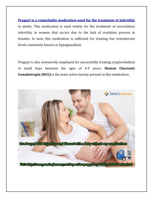 Buy Pregnyl HCG Injections Online to have your own Baby  