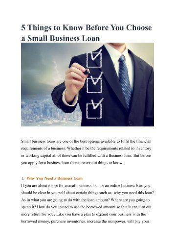 5 Things to Know Before You Choose a Small Business Loan