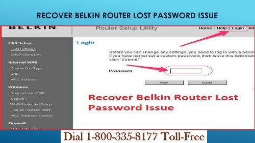 Recover Belkin Router Lost Password Issue 18003358177