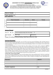 Travel Plan Form - Astrophysics