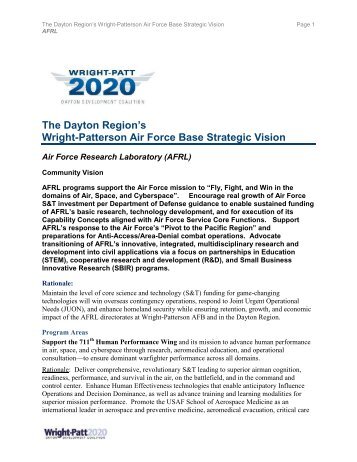 Wright-Patt 2010 Strategic Plan Update - Dayton Development ...
